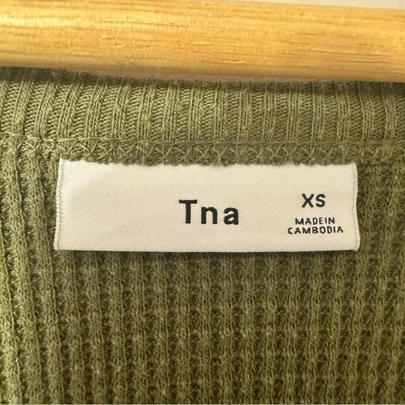 Artizia TNA Alder Thermal Waffle Knit Green  Women Size XS - Picture 5 of 5